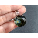 Silver & Gold Fumed Glass Galaxy Pendant – Handmade Borosilicate Necklace 
