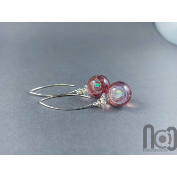 Galaxy earrings with opal planets and sterling silver hooks, v133