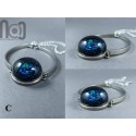 Silver Fumed Glass Galaxy Bracelet with Opal Planet, v11