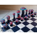 Mushroom Themed Handmade Glass Chess Set -v3