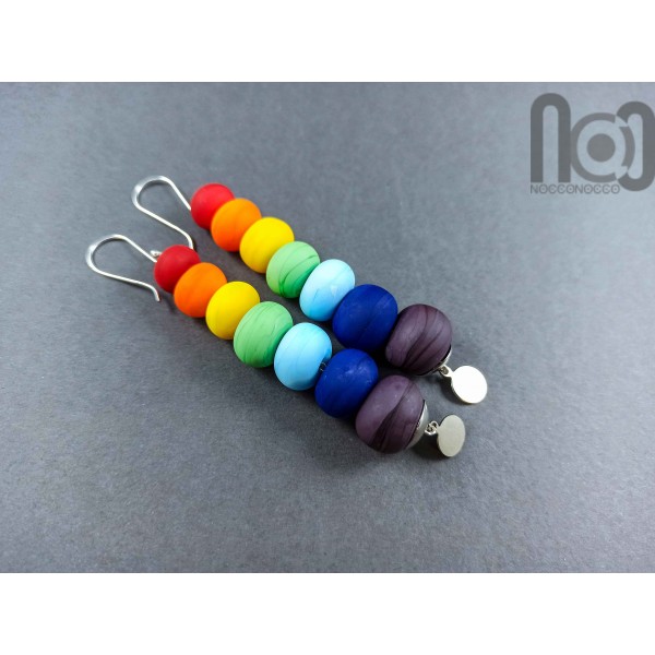 Handmade glass rainbow earrings, v107