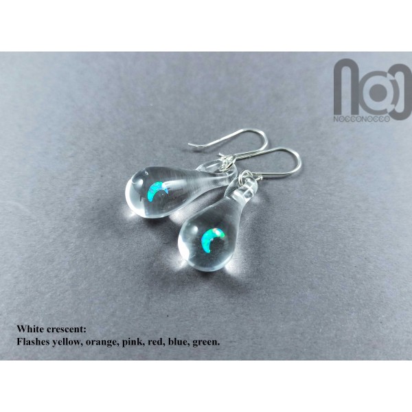 Clear Drop Earrings With Opals, v63