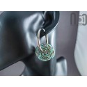 Stainless steel hoop earring with handmade glass disc beads, v081