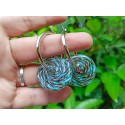 Stainless steel hoop earring with handmade glass disc beads, v081