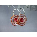 Stainless steel hoop earring with handmade glass disc beads, v092