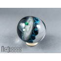Double Sided Galaxy Marble with 4 Floating Opal Planets, v532