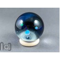 Galaxy Marble with 3 Floating Opal Planets and Decorated Backside, v573