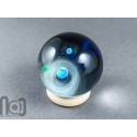 Galaxy Marble with 3 Floating Opal Planets and Decorated Backside, v573