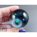 Galaxy Marble with 3 Floating Opal Planets and Decorated Backside, v573