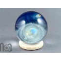 Silver-Fumed Glass Galaxy Marble with Floating Opal and Shooting Stars, v576
