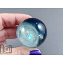 Silver-Fumed Glass Galaxy Marble with Floating Opal and Shooting Stars, v576