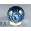 Glass Galaxy Marble with Floating Opal and Floral Backside, v578