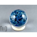 Glass Galaxy Marble with Floating Opal and Geometric-Floral Backside, v579