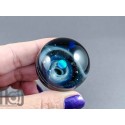 Glass Galaxy Marble with Floating Opal and Geometric-Floral Backside, v579