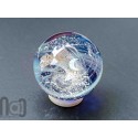 Glass Galaxy Marble with Floating Opal Crescent Moon & Dichroic Glass, v582