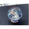 Glass Galaxy Marble with Floating Opal Crescent Moon & Dichroic Glass, v582