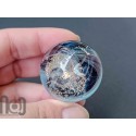 Glass Galaxy Marble with Floating Opal Crescent Moon & Dichroic Glass, v582