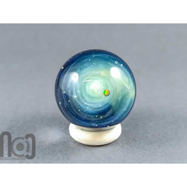 Glass Galaxy Marble with Floating Opal and Decorated Backside, v585