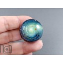 Glass Galaxy Marble with Floating Opal and Decorated Backside, v585