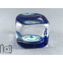 Ice-Cube Glass Galaxy Marble with Floating Opal Planet, v586