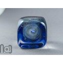 Ice-Cube Glass Galaxy Marble with Floating Opal Planet, v586