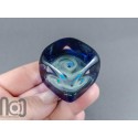 Ice-Cube Glass Galaxy Marble with Floating Opal Planet, v586