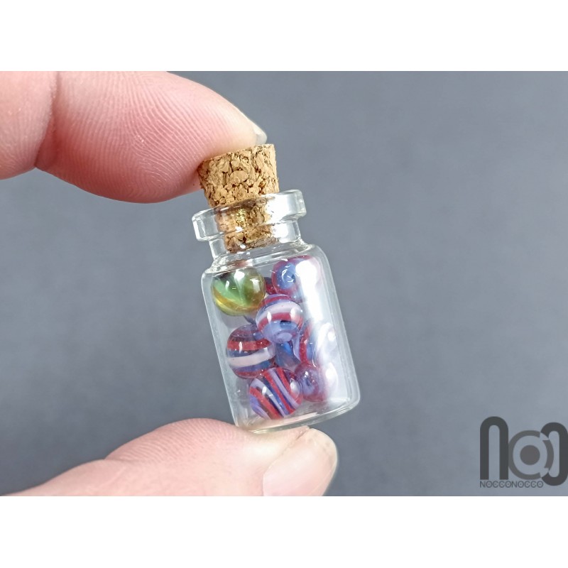 Mini Glass Vial with Handmade Tiny Marbles, v587