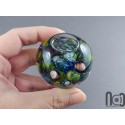 Glycerin-Filled Handmade Glass Marble with Floating Mini Marbles, v590