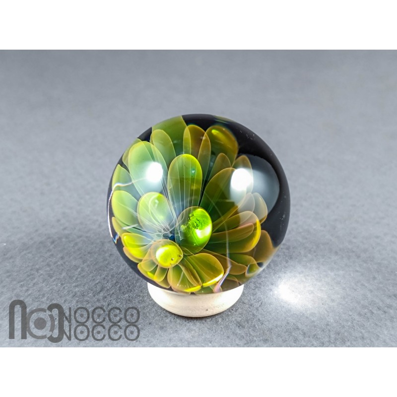 Handmade Gold & Silver Fumed Glass Implosion Marble, v601