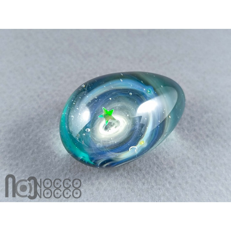Handmade Glass Galaxy Egg with Opal Planet, v605