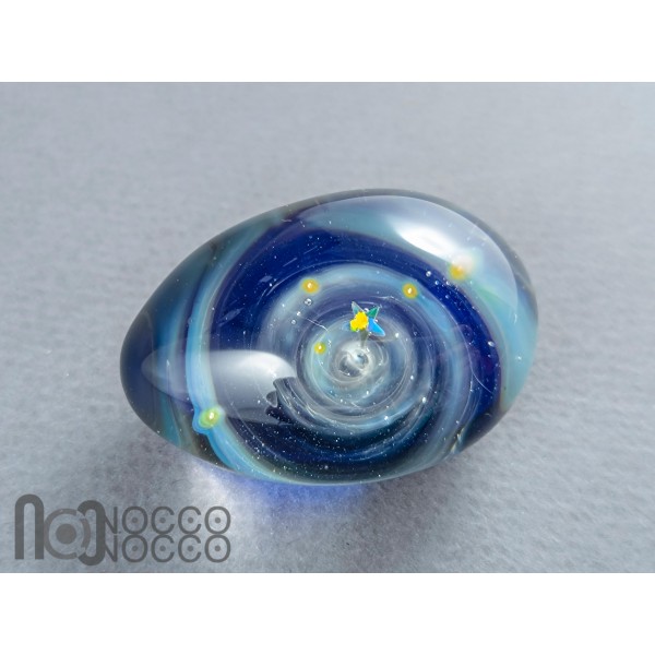 Handmade Glass Galaxy Egg with Opal Planet, v607