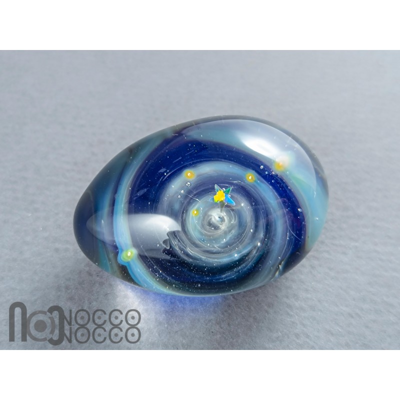 Handmade Glass Galaxy Egg with Opal Planet, v607