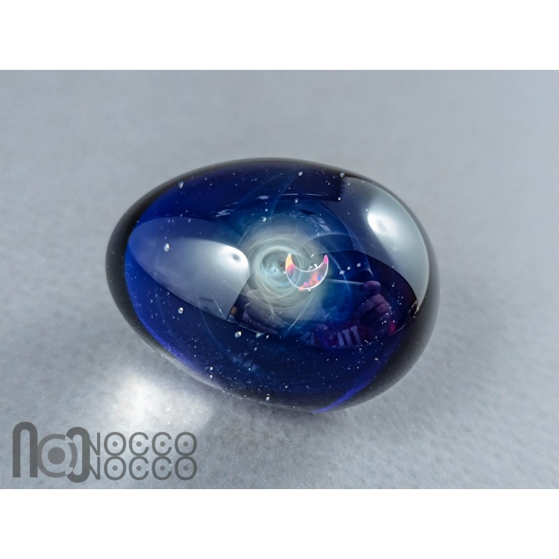 Handmade Glass Galaxy Egg with Opal Planet, v609