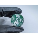 Handmade Clear Glass Marble with Green Scrolls, v127