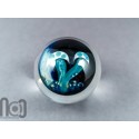 Glass Galaxy Marble, With Backside Decoration and A Floating Opal Mushroom, v204