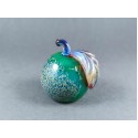 Solid Glass Apple Marble with a Leaf, v265