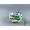 Hollow Glass Marble Filled with Colorful Glass Pieces Floating In Liquid, v292