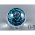 Silver Fumed Large Galaxy Marble, With Two Floating Opals and Backside Decoration, v305