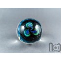 Silver Fumed Large Galaxy Marble, With Two Floating Opals and Backside Decoration, v306