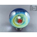 Silver Fumed Galaxy Marble With A Floating Opal Crescent Moon and A Star, v53