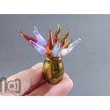 Handblown Gold-Fumed Mini Glass Vase with Colorful Flower Buds