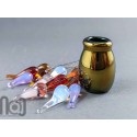 Handblown Gold-Fumed Mini Glass Vase with Colorful Flower Buds