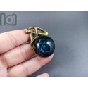 Handmade Antique Bronze Brooch with Glass Galaxy and An Opal Planet