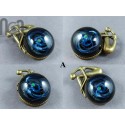 Handmade Antique Bronze Brooch with Glass Galaxy and An Opal Planet