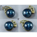 Handmade Antique Bronze Brooch with Glass Galaxy and An Opal Planet