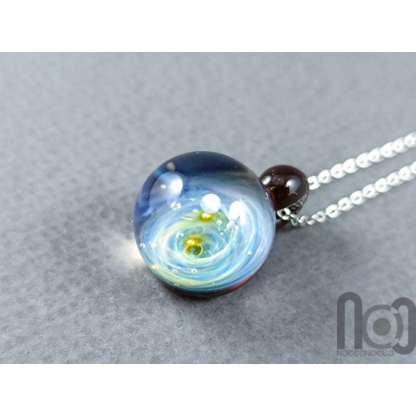 Tiny Galaxy Pendant with an Opal Planet, v303