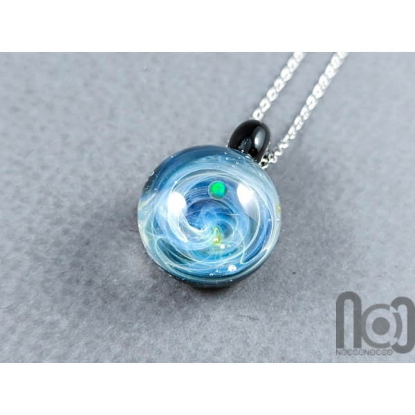 Tiny Galaxy Pendant with an Opal Planet, v304