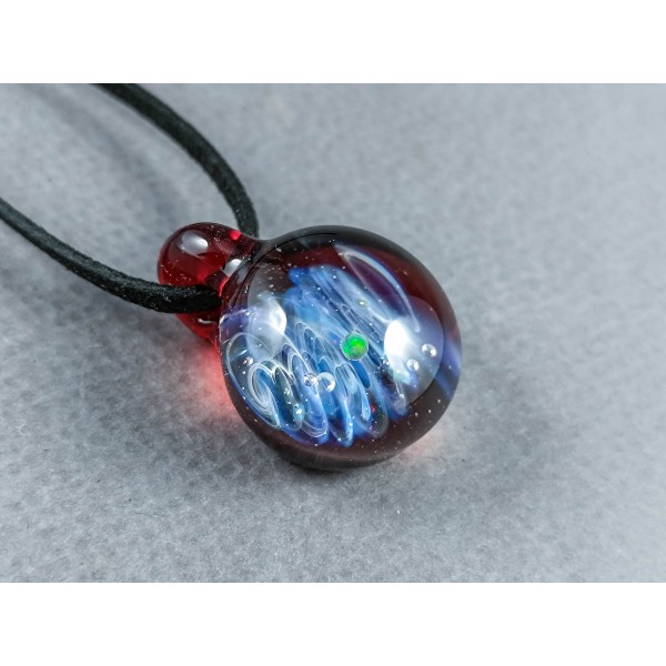 Galaxy Pendant with An Opal Planet, v316