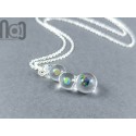 Handmade Glass Pendant with Encased Opals – Borosilicate & Sterling Silver