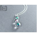 Handmade Glass Pendant with Encased Opals – Borosilicate & Sterling Silver